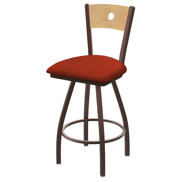 36" Swivel Counter Stool, Black Wrinkle, Nat Back, Graph Poppy Seat